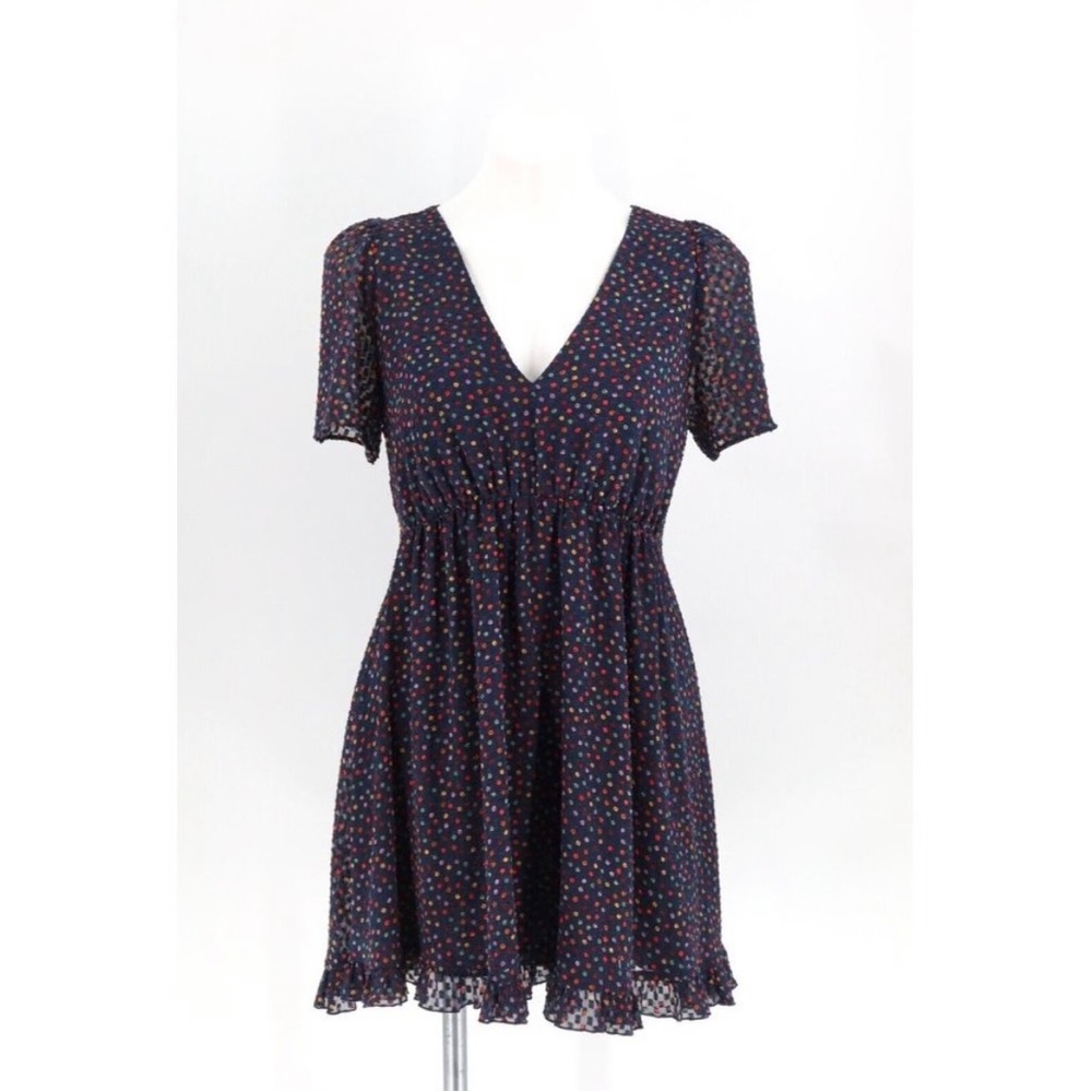 Madewell Navy Mini Dress with Multicolor Polka Dots